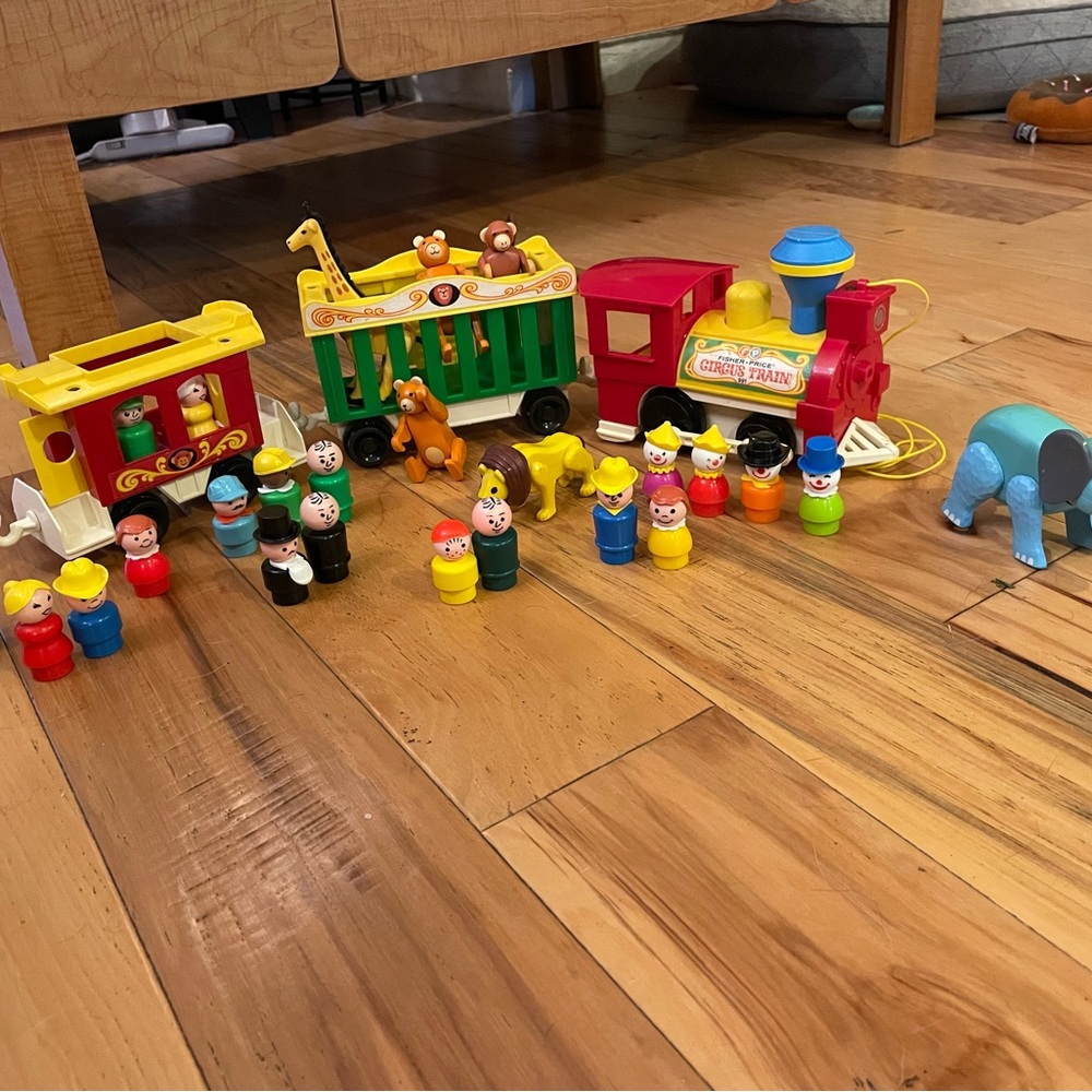Vintage Fisher Price Train and Animal Playset